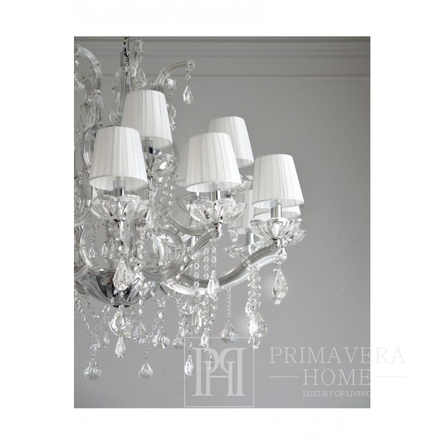 Luksusowa lampa wisząca z abażurami żyrandol klasyczny nowojorski, do sypialni salonu,  srebrny MARIA TERESA M