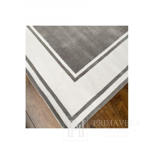 PRIMAVERA HOME Glamour Teppich, modern fürs Wohnzimmer, stylisch grau und weiß