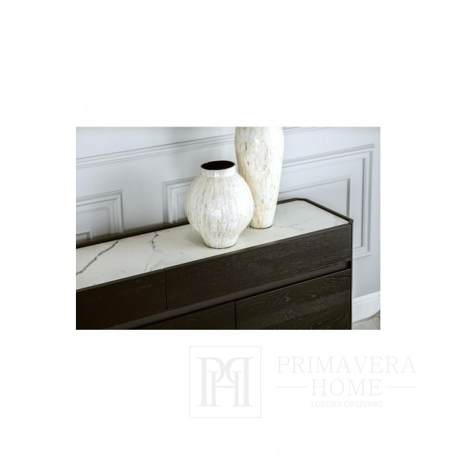Modern oiled wooden oak chest of drawers with Concord quartz sintering