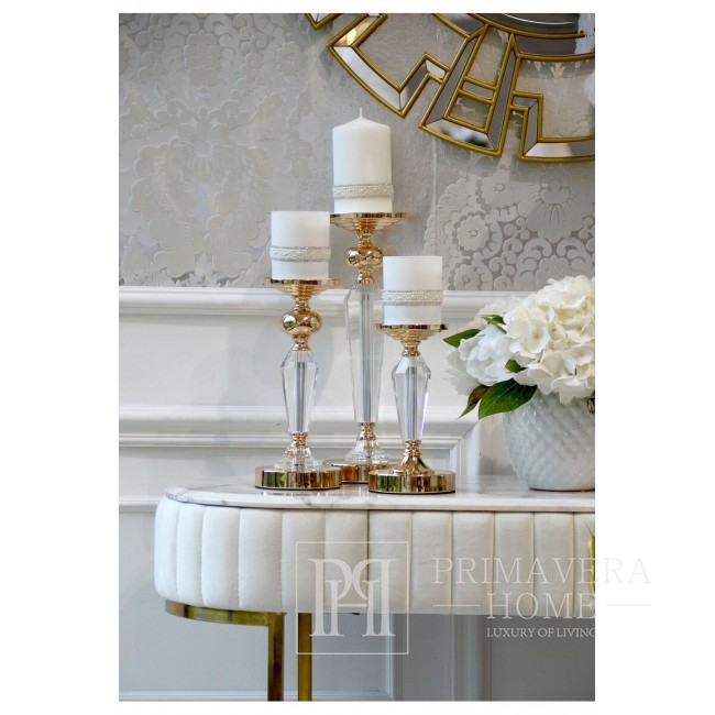 Glamour silver console modern classic white for hallway, BELLA GOLD living room