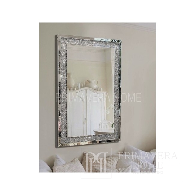 PAOLA silver glamour New York decorative mirror 120x80 cm