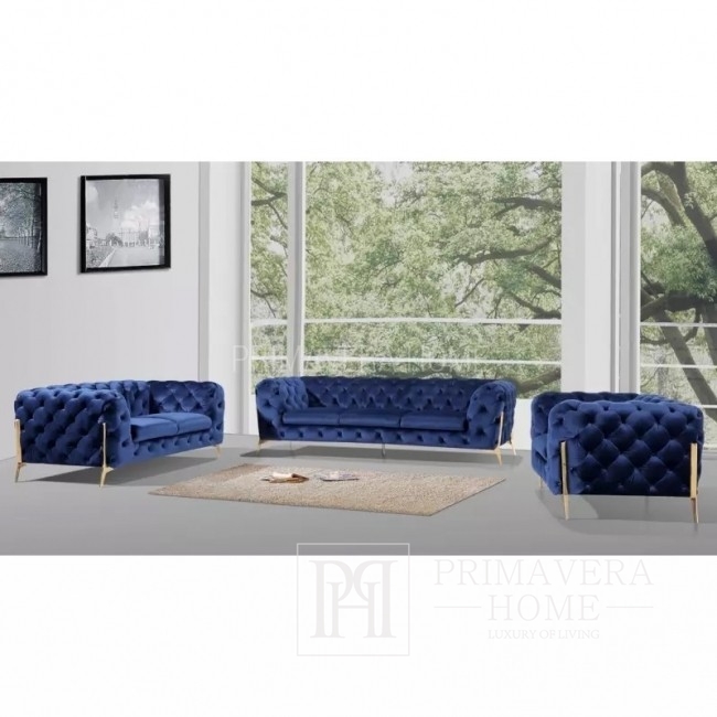 sofa glamour niebieska