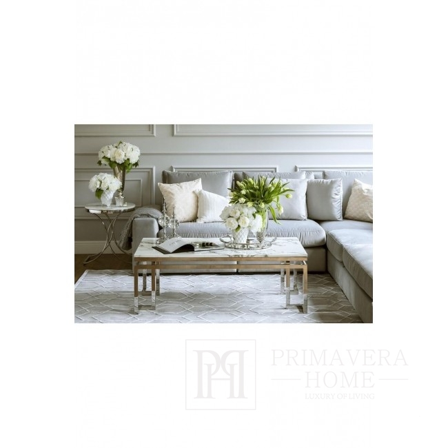 Glamour-Beistelltisch, Nachttisch aus weißem Marmor ALICE SILVER 