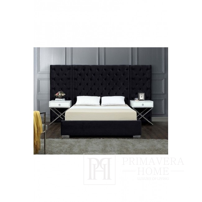 Wide glamour bed with a large quilted header Fabio glamour bedroom style