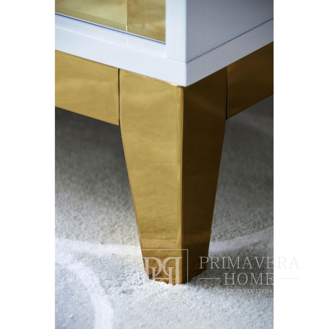 Komoda glamour lakierowana drewniana na stalowych nogach Lorenzo M Gold OUTLET