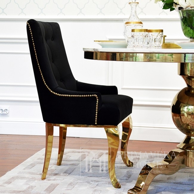 Krzesło glamour złote pikowane oparcie