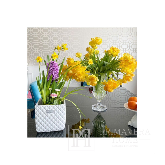 White ceramic flower pot with Flower Pot Lene Bjerre 15 cm 