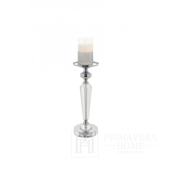 Krištolinė žvakidė ant sidabrinės kojelės FLAVIO O L 