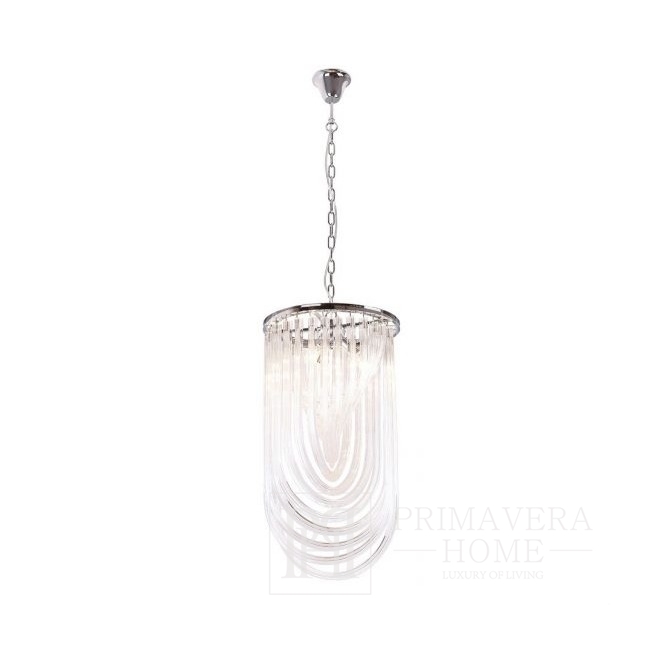 Lampa srebrna wisząca chromowana styl klasyczny, nowojorski CAFFARO