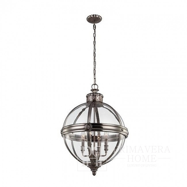 Lampa wisząca sufitowa rustykalna żyrandol, srebrna, czarna, biała BURBANK styl klasyczny, nowojorski
