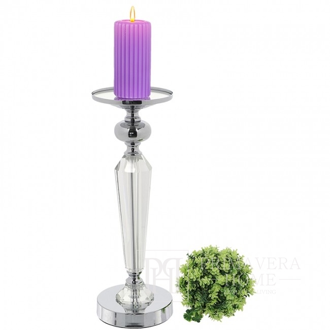 Krištolinė žvakidė ant sidabrinės kojelės FLAVIO O L 