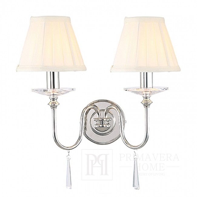 Kinkiet srebrny lampa ścienna - chrom nikiel CARLOTTA styl nowojorski, hamptons