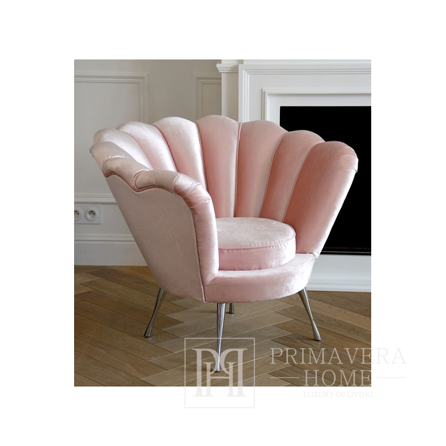 New York glamor armchair for the bedroom, hall, wardrobe, gold PINK SHELL OUTLET
