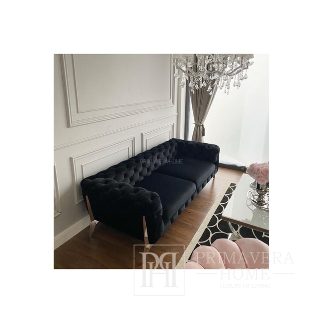 Sofa glamour tapicerowana nowoczesna srebrna DIVA SILVER 225 cm