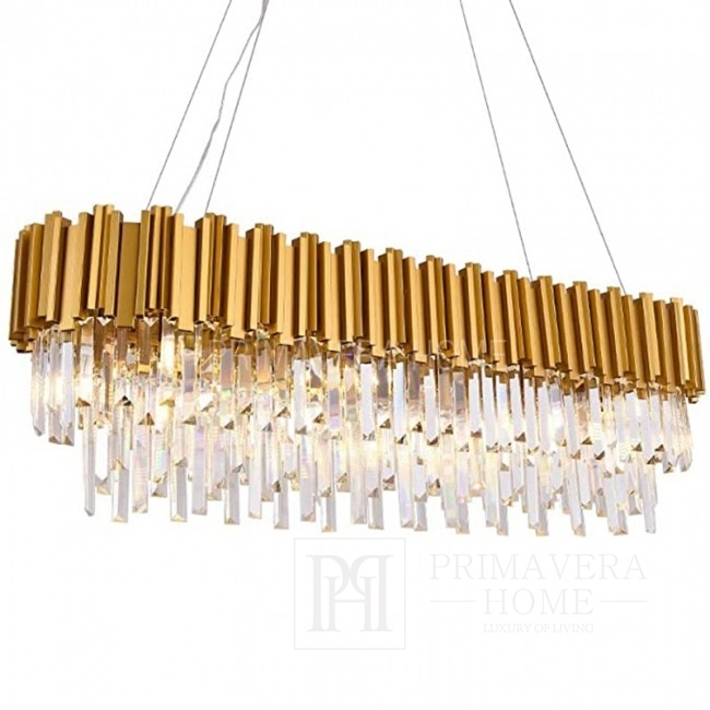 Luksusowy żyrandol kryształowy glamour podłużny do jadalni  lampa wisząca, złoty EMPIRE OUTLET