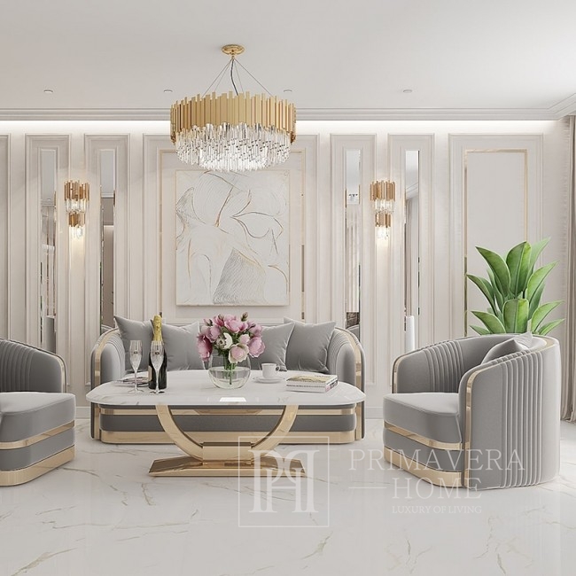 Moderner Sessel glamour für Wohnzimmer, Esszimmer gold grau MADONNA