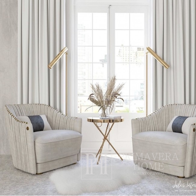 Fotel tapicerowany, plisowane w stylu glamour CHIC