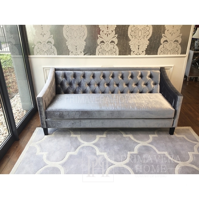 Glamour-style sofa with bedroom function NEW YORK grey meringue