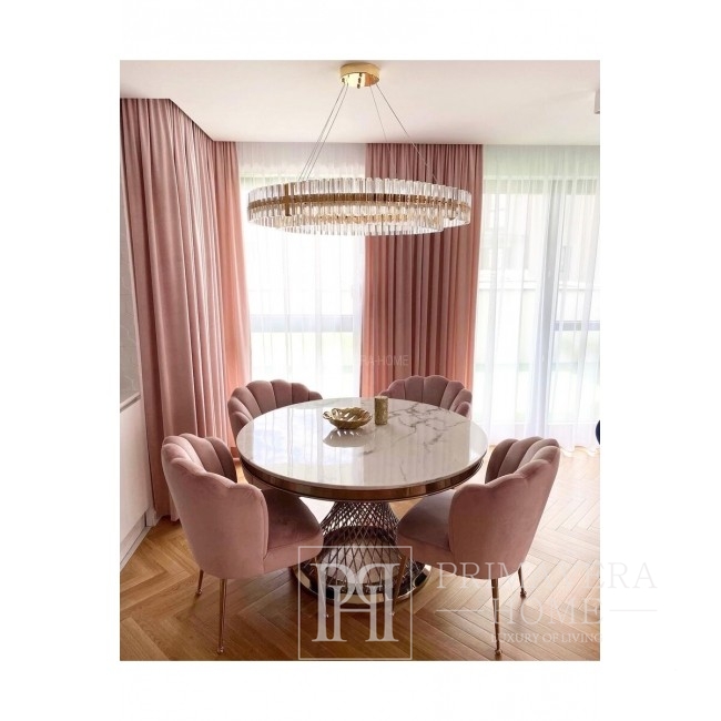 Krzesło nowoczesne, różowe glamour do toaletki, konsolki lub jadalni Shell