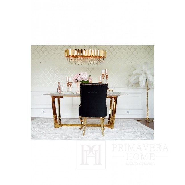 Gepolsterter Steppstuhl auf Stahlbeinen Gold-schwarz für TIFFANY-Wohnzimmer
