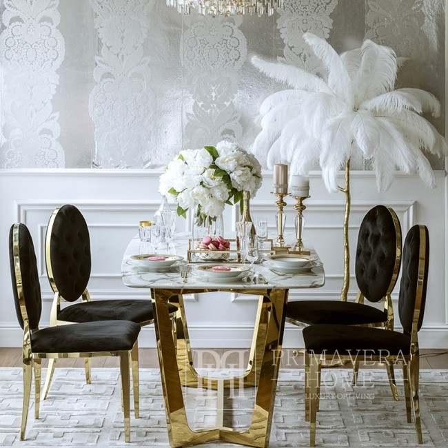 Lampa podłogowa glamour z naturalnych piór Paris nowojorska hamptons  styl klasyczny, nowojorski