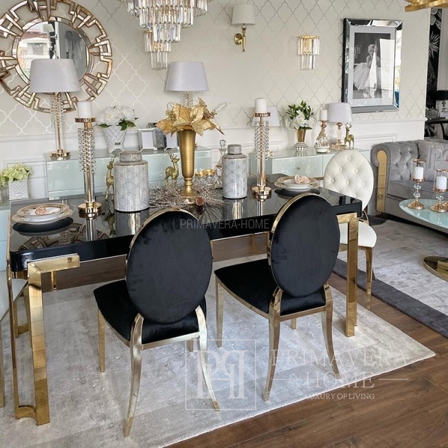 Esszimmer-Glamour-Tisch, Edelstahl, weiß oder schwarz BOND GOLD OUTLET