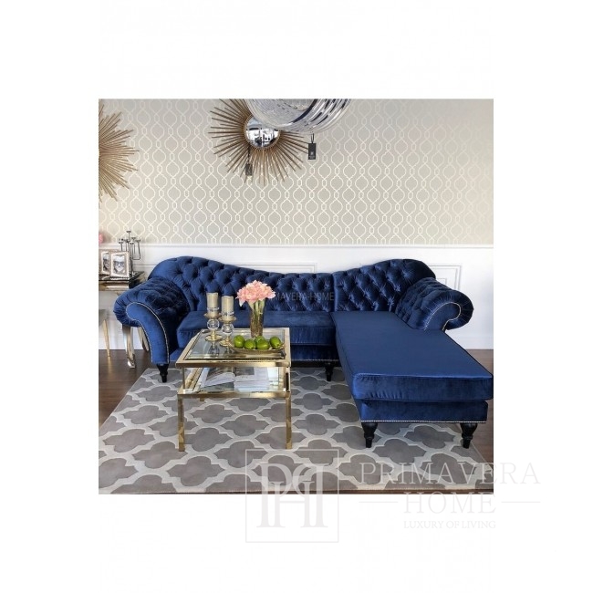 Glamour kampinė sofa su šezlongų pilka juoda ROMA