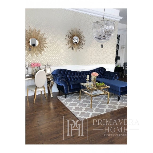 Sofa glamour narożna z szezlongiem szary czarny ROMA