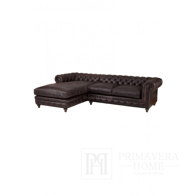 Corner sofa folding sofa in English style CHESTERFIELD leather