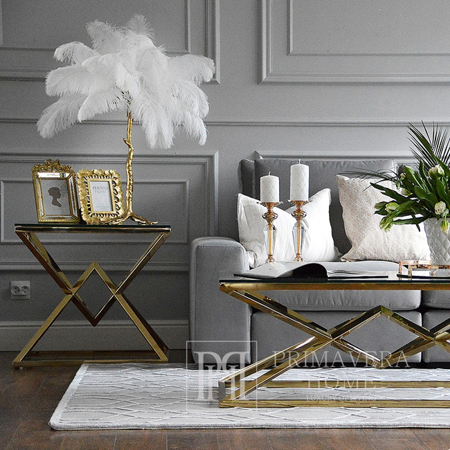 Šoninis pagalbinis staliukas, glamour, Niujorko stiliaus, nerūdijančio plieno, auksinis CONRAD MINI OUTLET 
