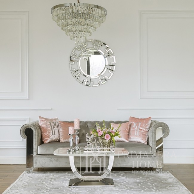Ekskluzywny żyrandol kryształowy okrągły do salonu sypialni glamour nowoczesna lampa wisząca, srebrny MONACO L