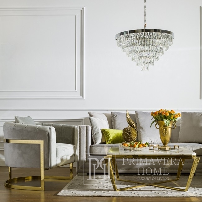 Stilingas auksinis fotelis  glamour Bent  svetainei ir valgomajam, pilkas