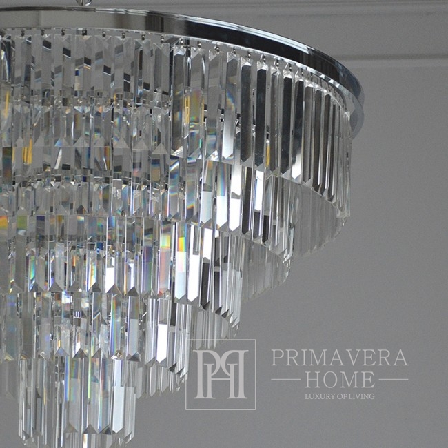 Kryształowy żyrandol okrągły, nowoczesny lampa wisząca, srebrny GLAMOUR M