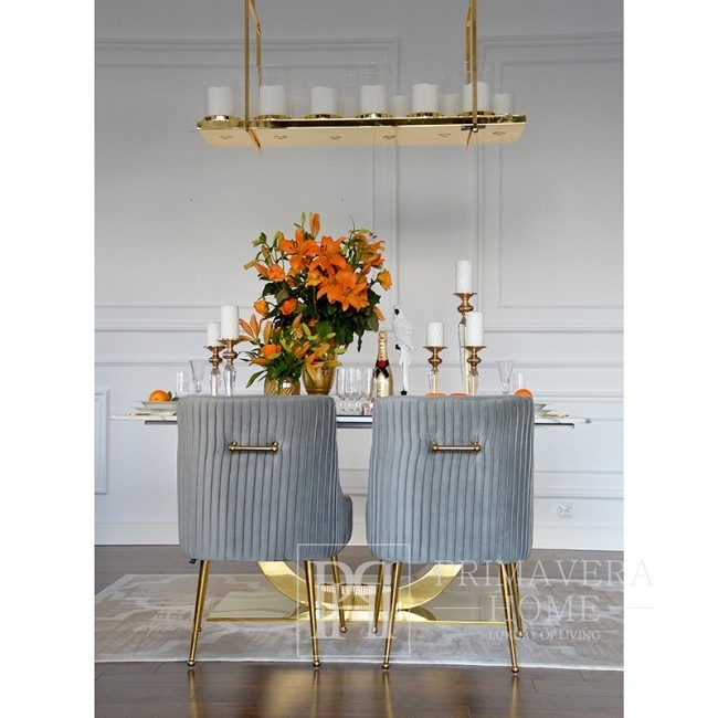 Glamour stiliaus minkšta kėdė svetainės valgomajam, moderni su pilkai auksiniu PALOMA durų beldimu