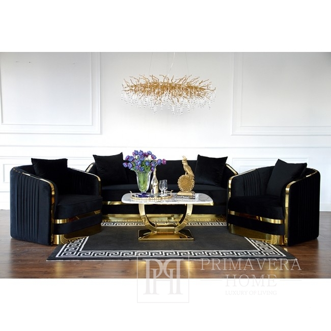 Moderner Glamour-Sessel MADONNA für Wohnzimmer, Esszimmer schwarz-Gold