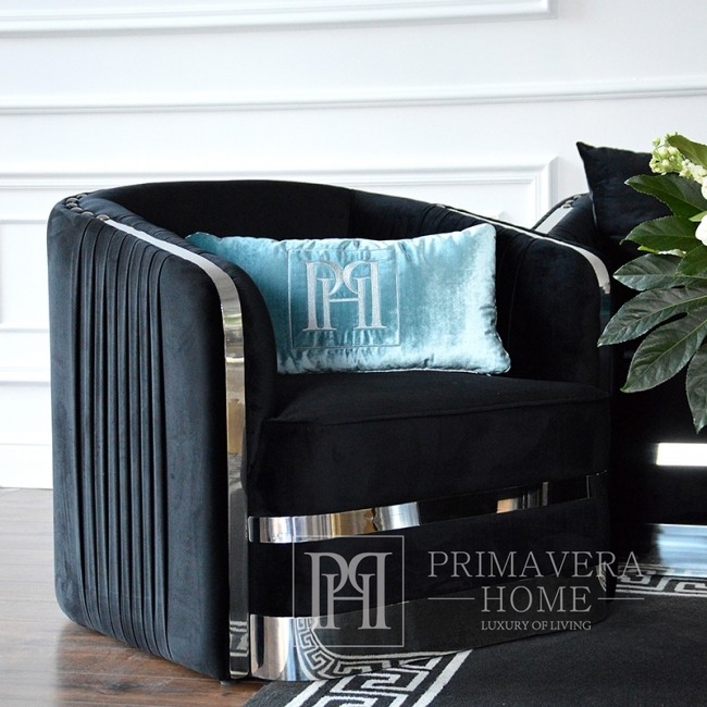 Moderner Sessel glamour für Wohnzimmer, Esszimmer schwarz silber MADONNA