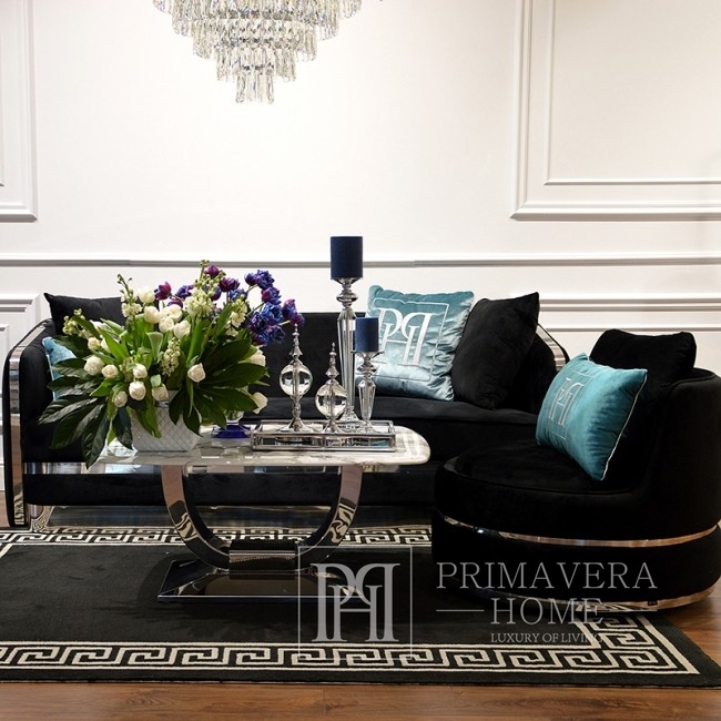 Moderner Sessel glamour für Wohnzimmer, Esszimmer schwarz silber MADONNA