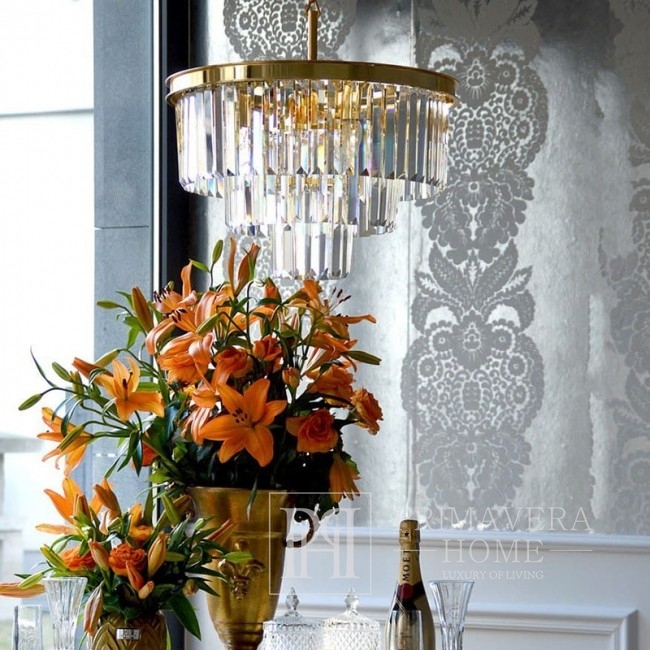New York glamour style gold crystal chandelier GLAMOUR S GOLD 50 cm