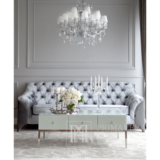 Luksusowa lampa wisząca z abażurami żyrandol klasyczny nowojorski, do sypialni salonu,  srebrny MARIA TERESA M