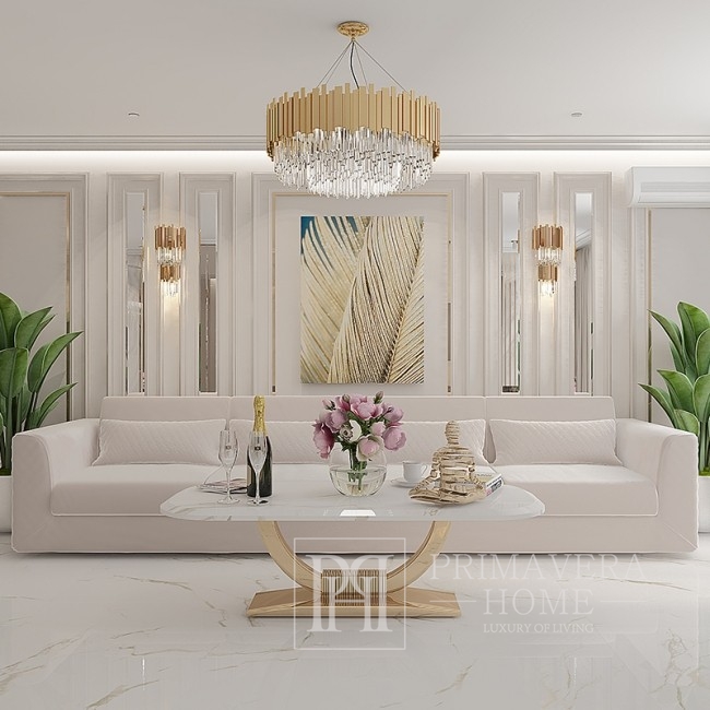 Kronleuchter gold Deckenleuchte hängen Kristall Glamour New York modern rund 60 cm EMPIRE GOLD