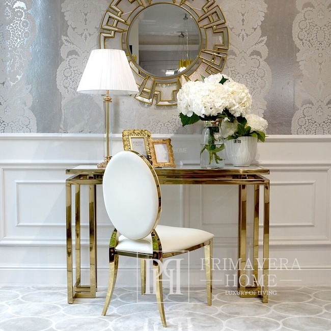 Modern glamor console stainless steel gold with white marble top OSKAR GOLD