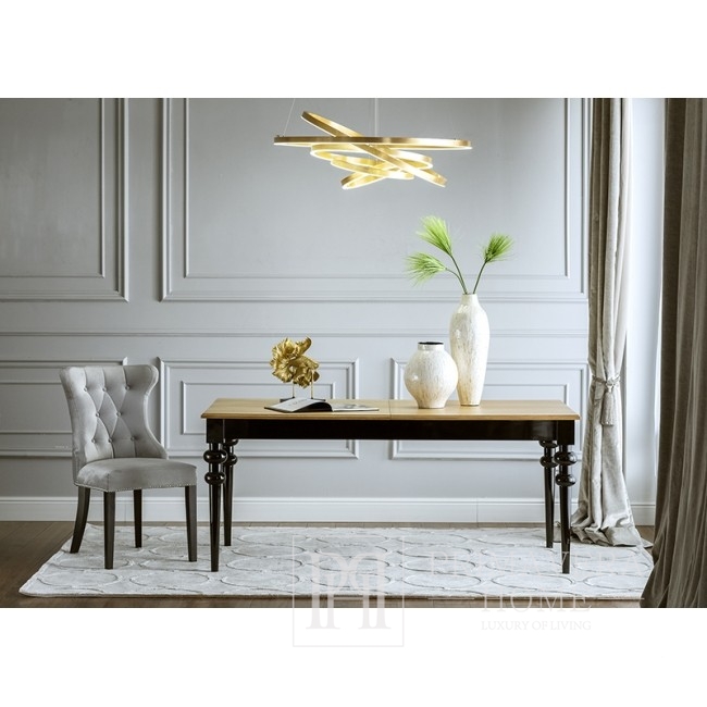 Ekskluzywny stół drewniany klasyczny  glamour do jadalni rozkładany z połyskiem MILANO