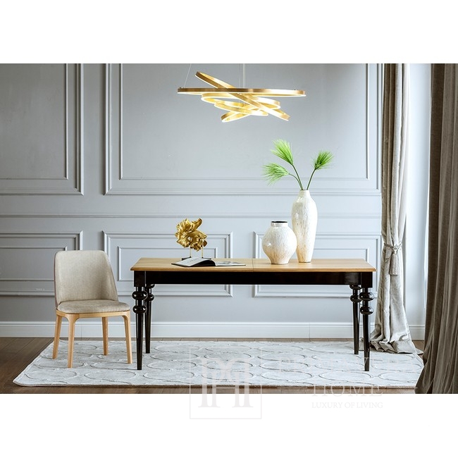 Ekskluzywny stół drewniany klasyczny, glamour do jadalni, rozkładany z połyskiem MILANO OUTLET