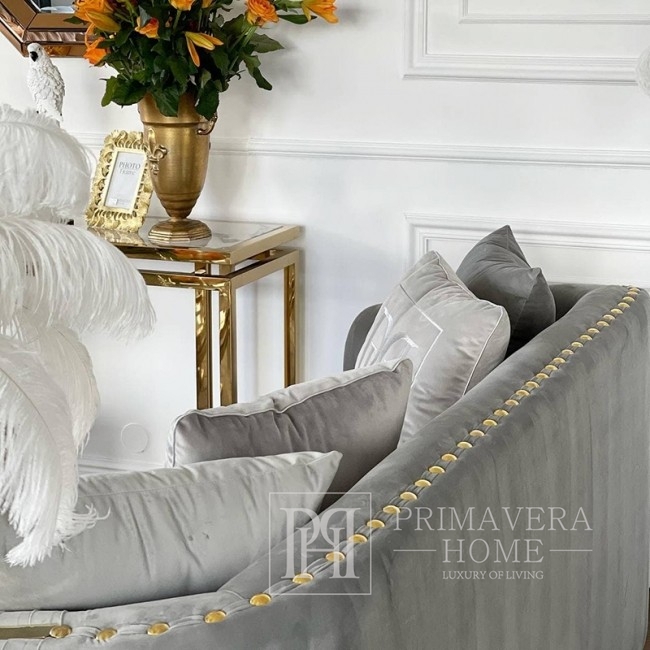 Elegantes und modernes Sofa gepolstert glamour für Wohnzimmer, New York Stil grau gold MADONNA