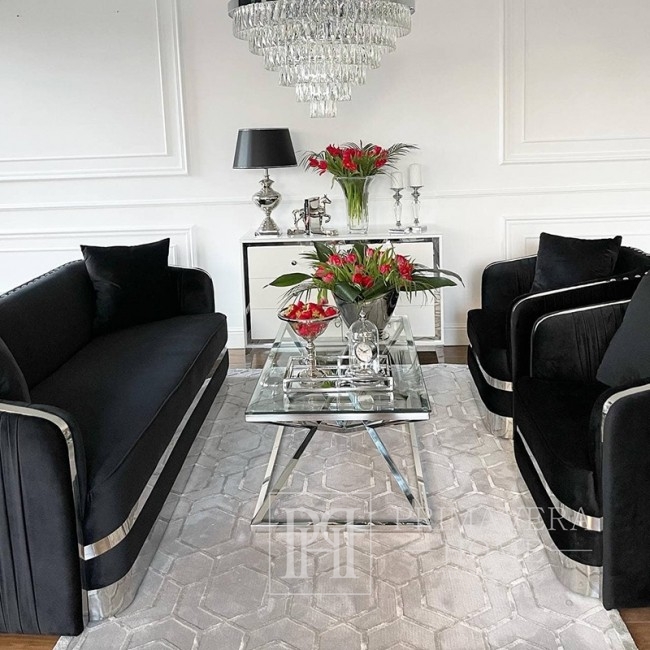 MADONNA modern silver black Stylish glamour New York-style upholstered sofa