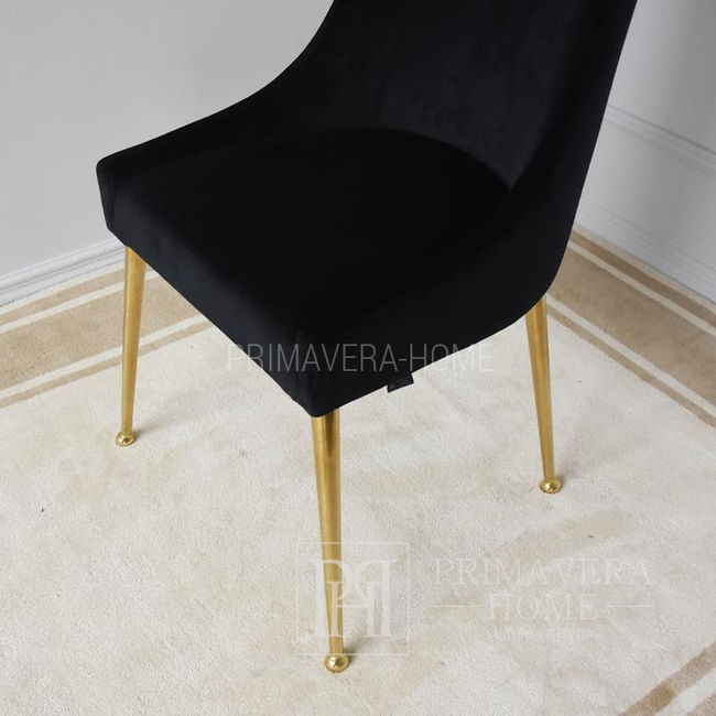 Czarne krzesło tapicerowane MODERN do salonu ze złotymi nogami