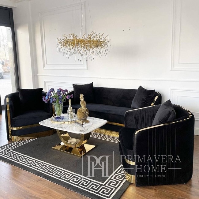 Moderner Glamour-Sessel MADONNA für Wohnzimmer, Esszimmer schwarz-Gold