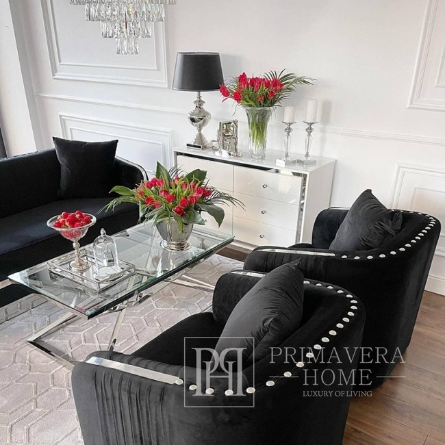 MADONNA modern black silver glamour armchair for living room, dining room