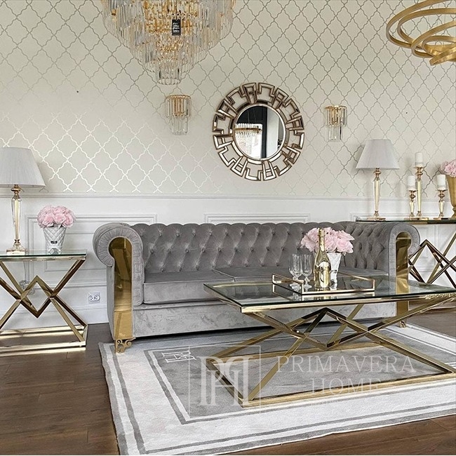 PRIMAVERA HOME Glamour Teppich, modern fürs Wohnzimmer, stylisch grau und weiß
