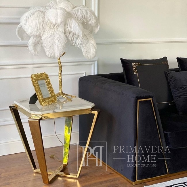 New York glamor upholstered armchair for the living room, modern black gold MONTE CARLO